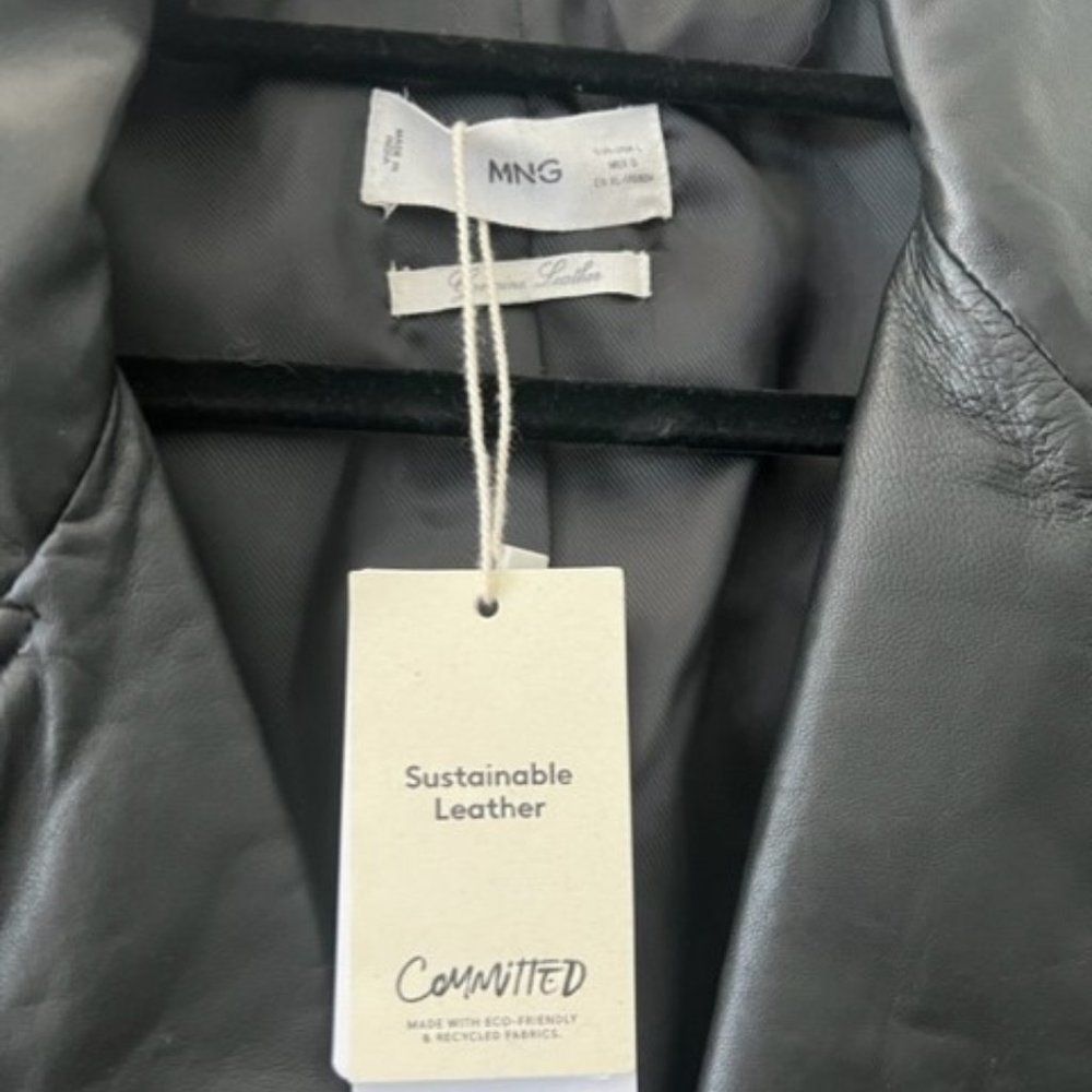 MNG Black Leather Jacket - Picture 3 of 4